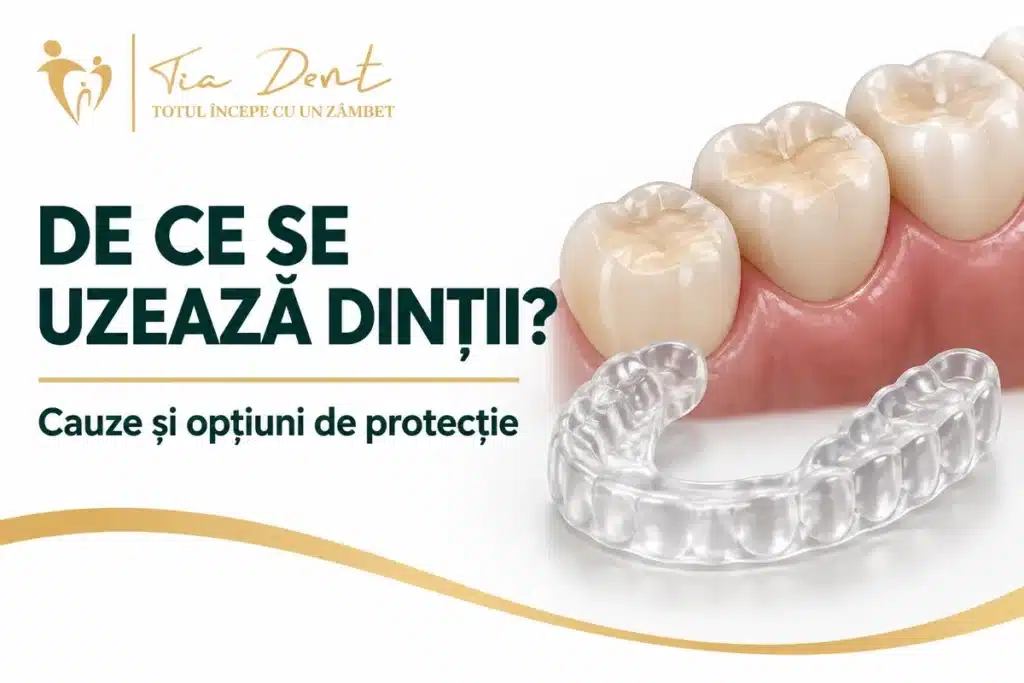 Ilustrație despre uzura dinților și protecția acestora.