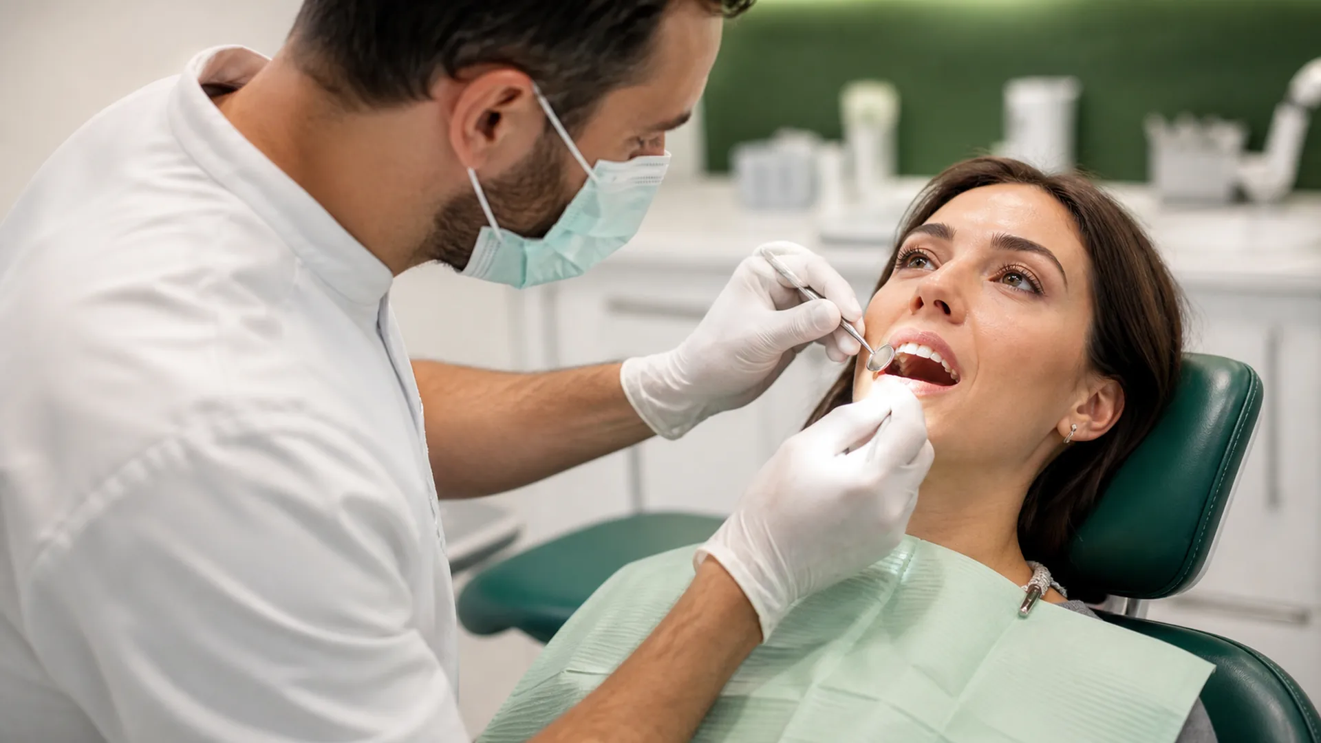 Medic stomatolog evaluând clinic zona unui implant dentar