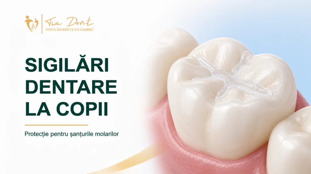 Molar de copil protejat prin sigilare dentară la Tia Dent Iași