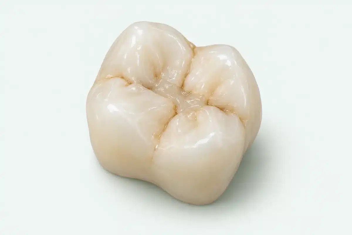 Model al unui molar cu o obturație compozită care urmărește forma suprafeței de masticație.